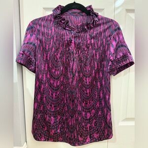 Elie Tahari Pink and Black Patterned Blouse